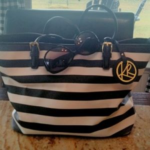Black and white striped purse